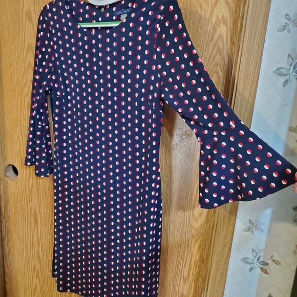 Tommy Hilfiger polka-dot shift dress blue red and white stretch polyester size 4 - Picture 4 of 10